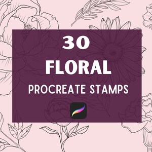 30 Botanical Stamps, Procreate, Plants Procreate, Procreate Botanical, Procreate Flower Stamps, Procreate Foliage, Tattoo Procreate