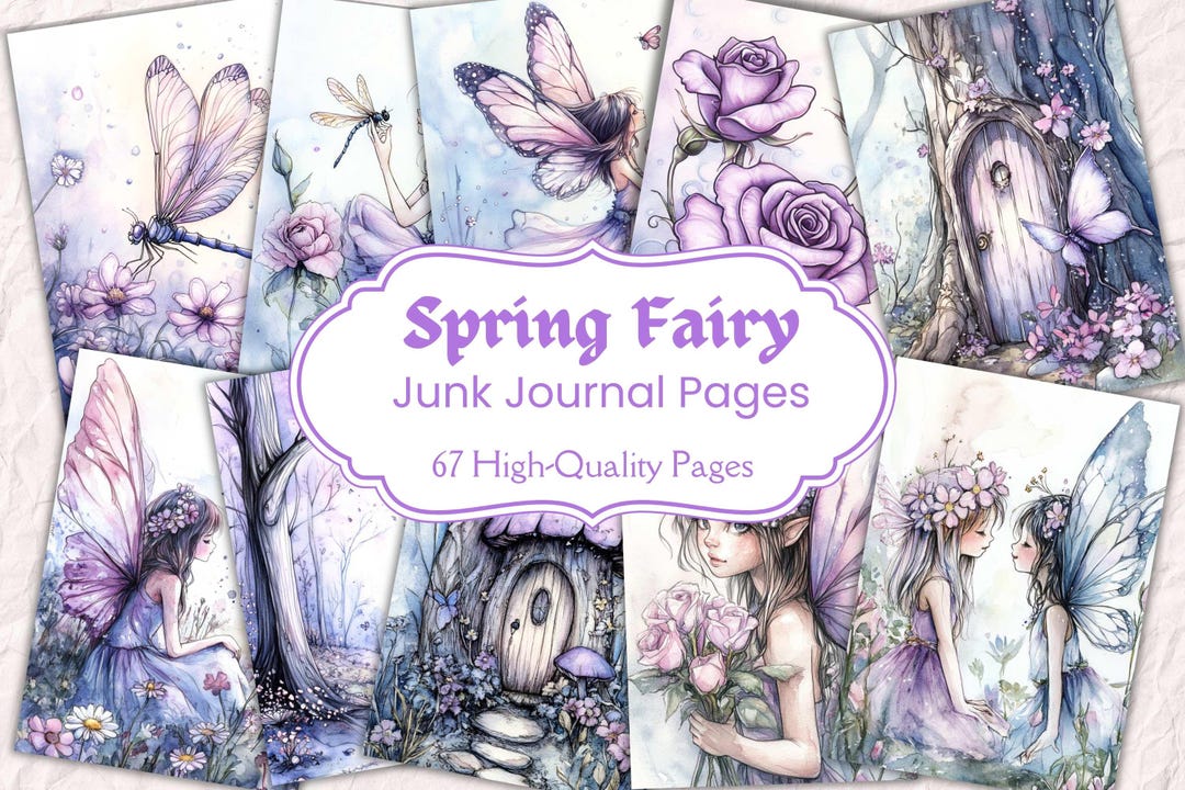 Spring Fairy Junk Journal Kit, Purple Aesthetic Printables, Fairy ...