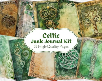 Celtic Junk Journal, Celtic Journal, Junk Journal Kit, Junk Journal Paper, Art Journal Paper, Card Making, Scrapbooking, Scrappy Paper, ATC