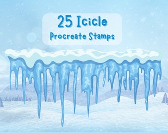25 Icicle Procreate Stamps, Snowflake Stamps Procreate, Procreate Brush, Procreate stamps, Procreate Brush Set, ipad procreate stamp, icicle