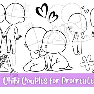 Procreate Chibi Poses Stamps Couple Poses Anime Figure -  Israel