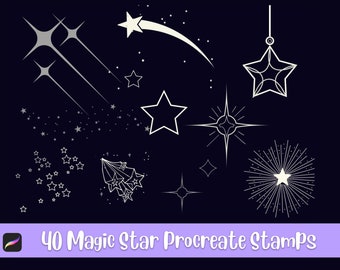 40 Star Procreate Stamps, Sparkle Procreate Brushes, Cute Star Stamp, Star Stamp Brushes, Glitter Procreate Stamps,  Decorative Stars Stamps