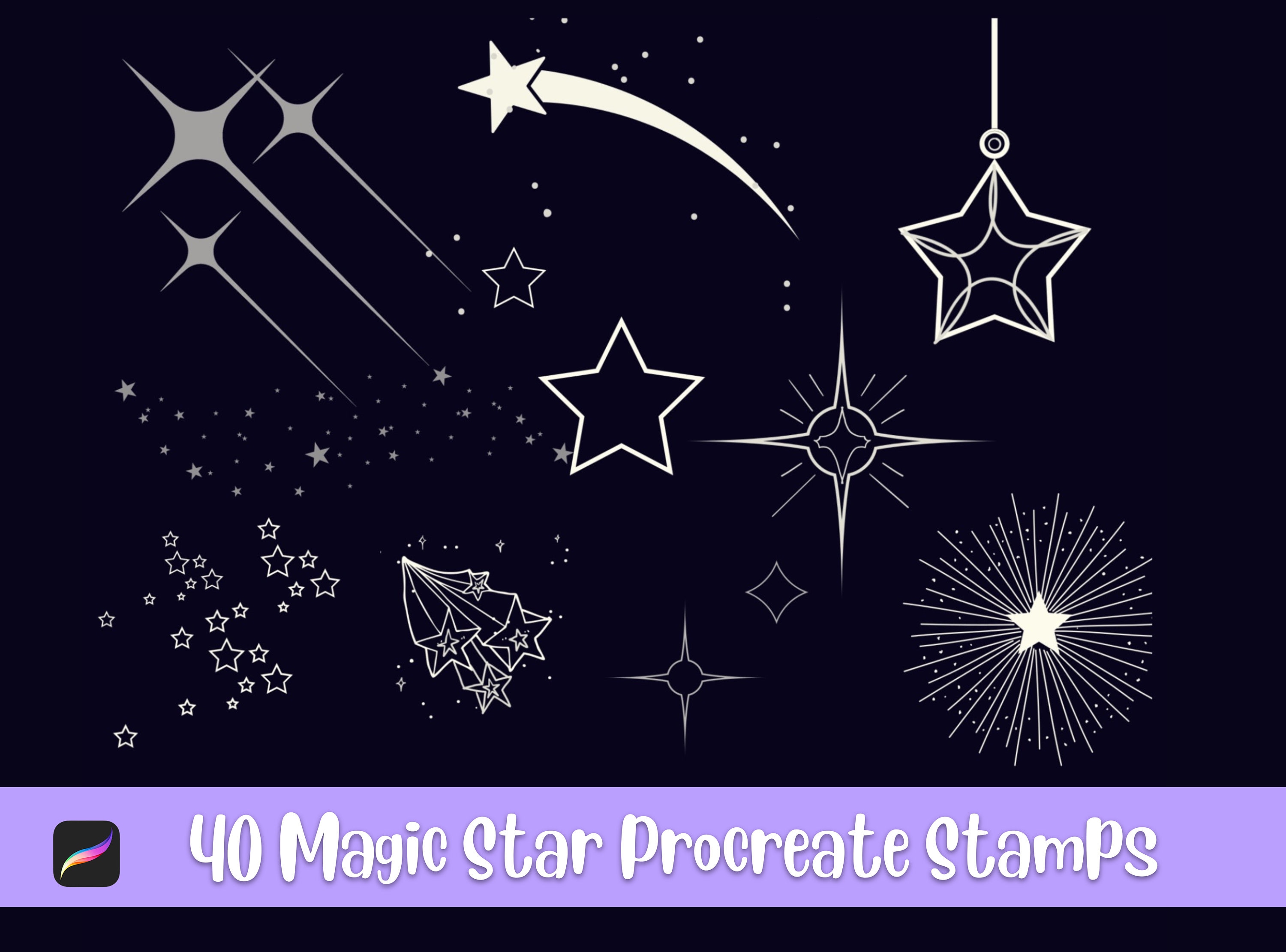 Stars Procreate, Star Procreate Stamps, Sparkle, Procreate Brushes ...