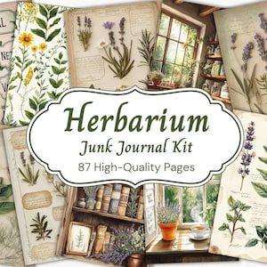 Journal herbier indésirable, journal indésirable d'apothicaire, herbier antique, journal d'herbier, journal herbier indésirable, fabrication de cartes, scrapbooking, à base de plantes