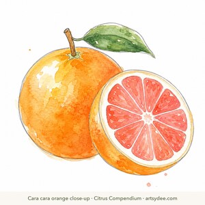 Compêndio de Cítricos - Modelos em Aquarela: 20 Frutas Cítricas Imprimíveis + Cartões de Receitas Coloridos (PDF A4 + PNG) imagem 7