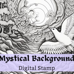 Mystical Backgrounds, Digi Stamps Backgrounds, Digi Stamp, Procreate Stamp, Digital Stamp, PNG, Card making, Coloring Page, Scrapbooking,