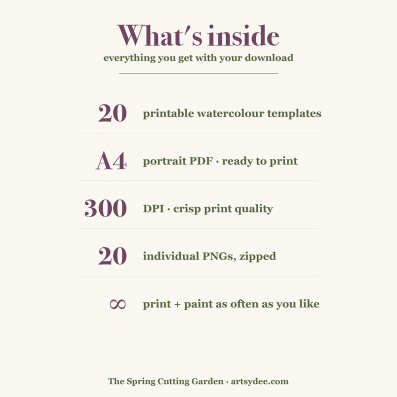 How to Paint Cottage Garden Flowers | 20 Printable Watercolour Templates + Video Lesson | Beginner Painting Outlines image 2