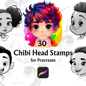 Chibi Kopf Procreate, Chibi Haare, Chibi Procreate, Chibi Stempel, Procreate Anime, Procreate Pinsel, Procreate Stempel, Procreate Kopf Stempel