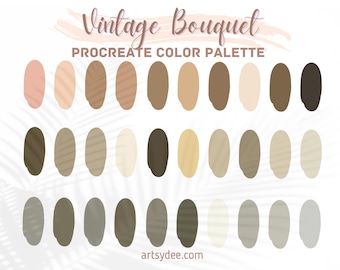 Procreate Color Palette | Color Swatches | Vintage Bouquet | Boho | Vintage |  iPad lettering, illustration, procreate tool, digital art