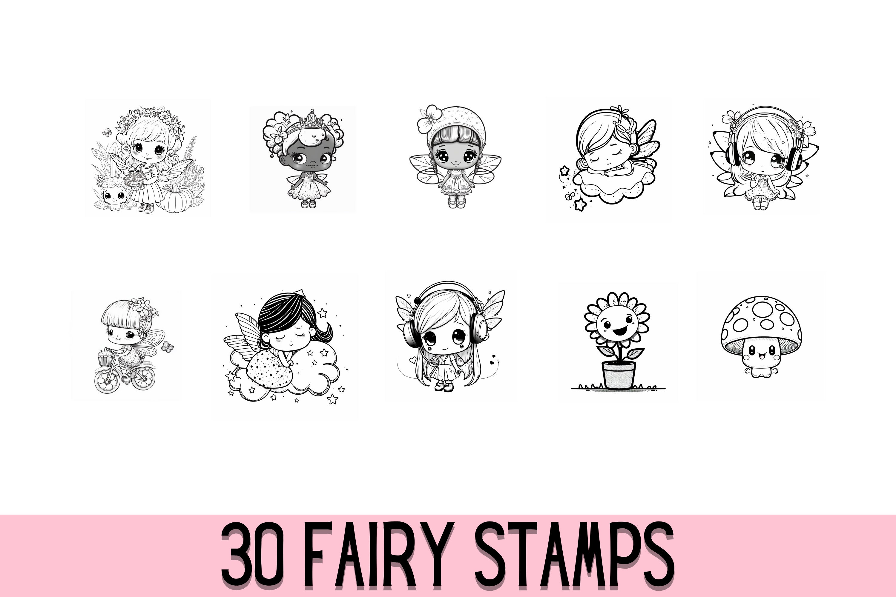 30 Fairy Stamps for Procreate, Procreate Brushes Fairies, Procreate ...