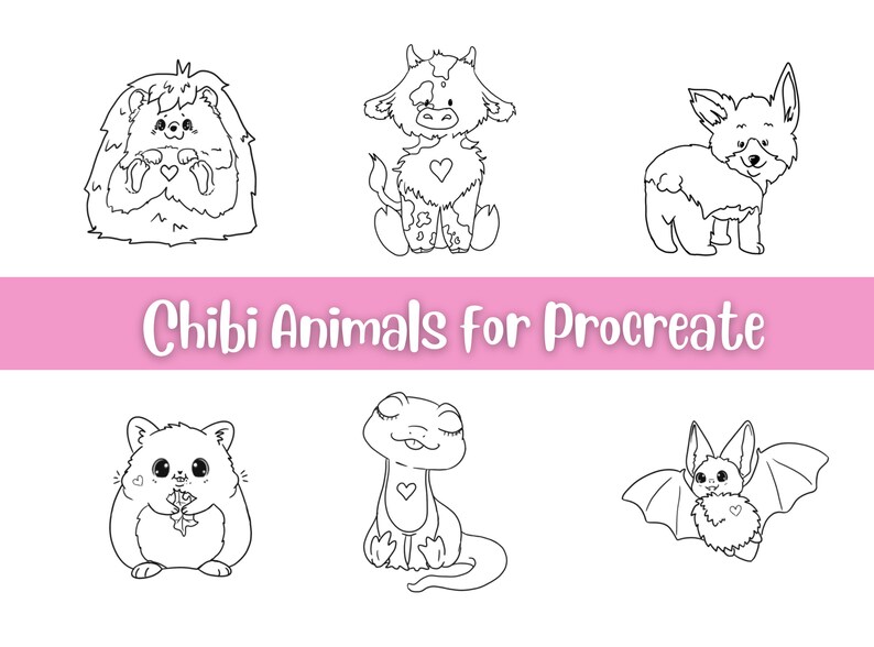 Kawaii Chibi Animals, Procreate Chibi, Cute Digital Stamps, Procreate ...