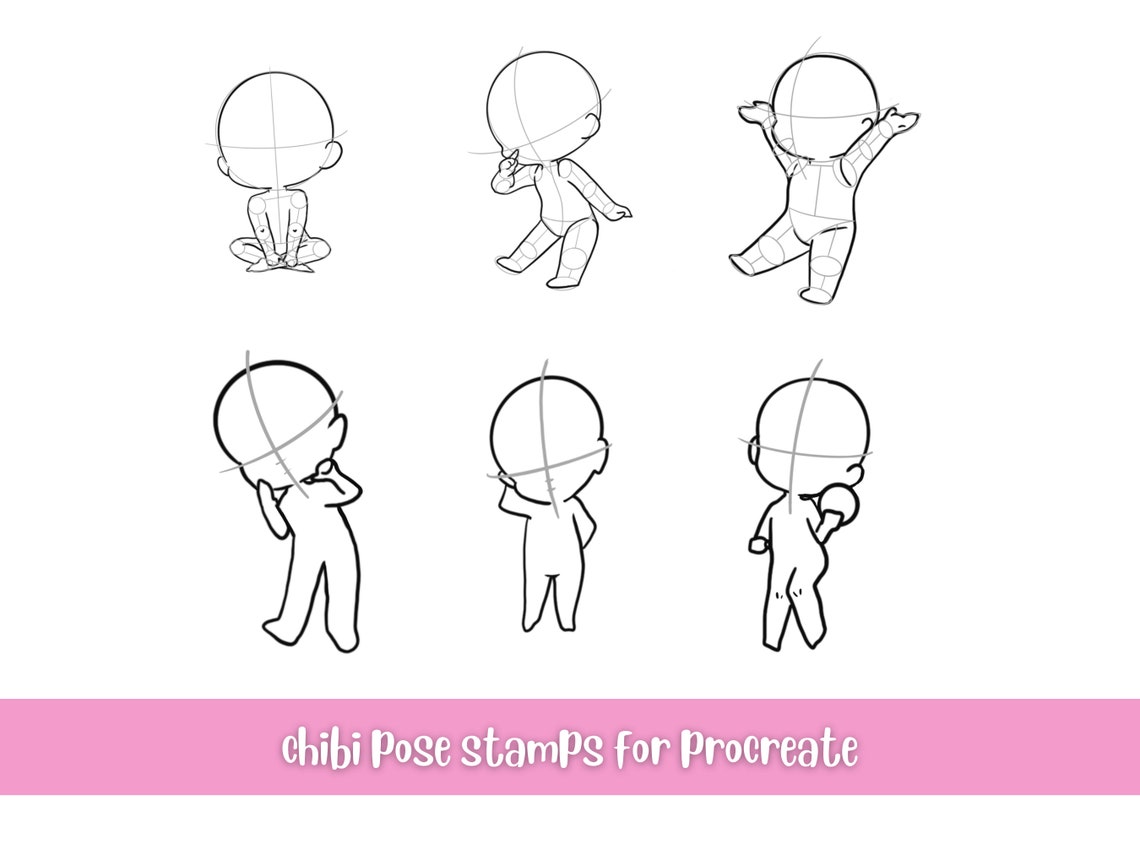 26 Chibi Stamps Procreate, Chibi Poses Procreate, Procreate Anime ...