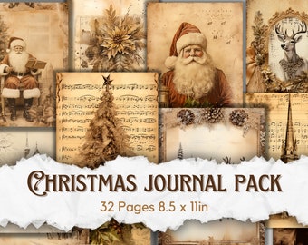 Diario spazzatura di Natale, Diario spazzatura seppia, Diario spazzatura stampabile, Pagine di diario spazzatura, Stampe di diario spazzatura, Seppia, Effimeri vintage, scrapb