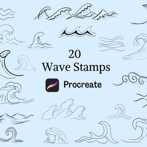Wave stamp Procreate, Waves, Procreate Stamp Brush, Procreate waves, Procreate tools, Procreate brushes, Procreate sea, procreate tattoos