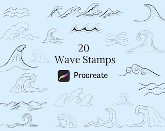 Wave stamp Procreate, Waves, Procreate Stamp Brush, Procreate waves, Procreate tools, Procreate brushes, Procreate sea, procreate tattoos