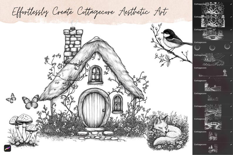 Cottagecore Procreate Stamps, Digital Stamps for Procreate, Fairy Tale ...