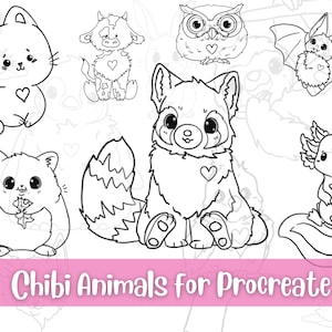 Kawaii Chibi Animaux, Procréer chibi, Timbres numériques mignons, Timbres procréer, Brosses procréer, Procréer animaux, Animaux mignons, Kawaii