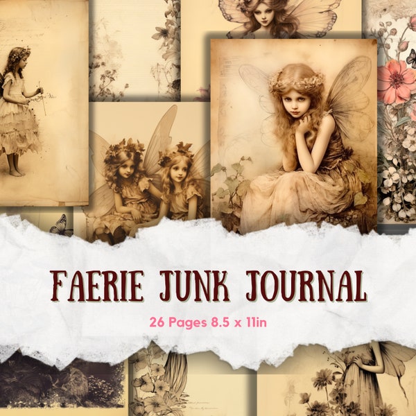 Faerie Junk Journal, Junk Journal Kit, Vintage Fairies, Fairy Junk Journal, Fairy Journal, Junk Journal Pages, Fairy paper