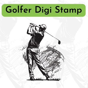 Digi stamp golfer, Digi stamps Dad, fondos de Digi Stamps, imágenes prediseñadas del día del padre, golfista png, imágenes prediseñadas de golf, fabricación de tarjetas, álbumes de recortes