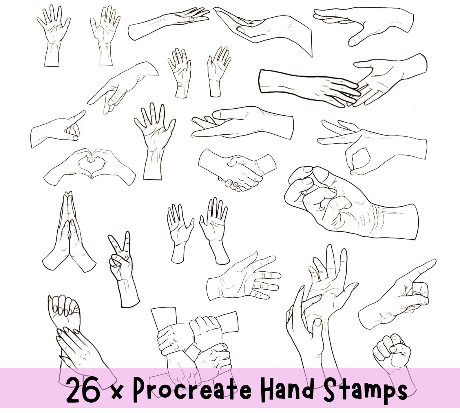 Procreate Hands Stamps, Procreate Stamps, Procreate Brushes, Procreate ...