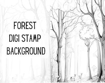 Forest Digi Stamps Backgrounds, Digi stamp, Procreate Stamp, Procreate Background,Digital stamp,PNG,Card making,Coloring page,Scrapbooking