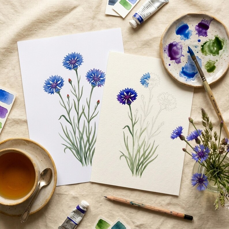 Stapsgewijze handleiding voor het schilderen van wilde bloemen | 20 printbare sjablonen van Britse wilde bloemen + videoles | Basisprincipes voor beginners afbeelding 6