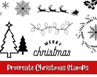 Procreate Christmas Stamps | 22 Christmas Procreate Brushset | Christmas ornaments | Christmas tree stamps | Procreate Brushes