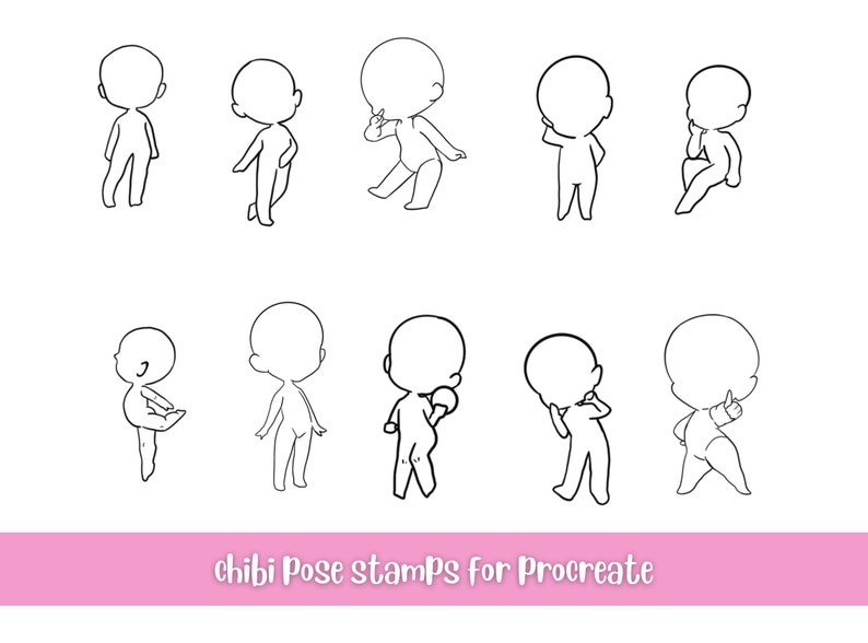 26 Chibi Stamps Procreate Chibi Poses Procreate Procreate - Etsy