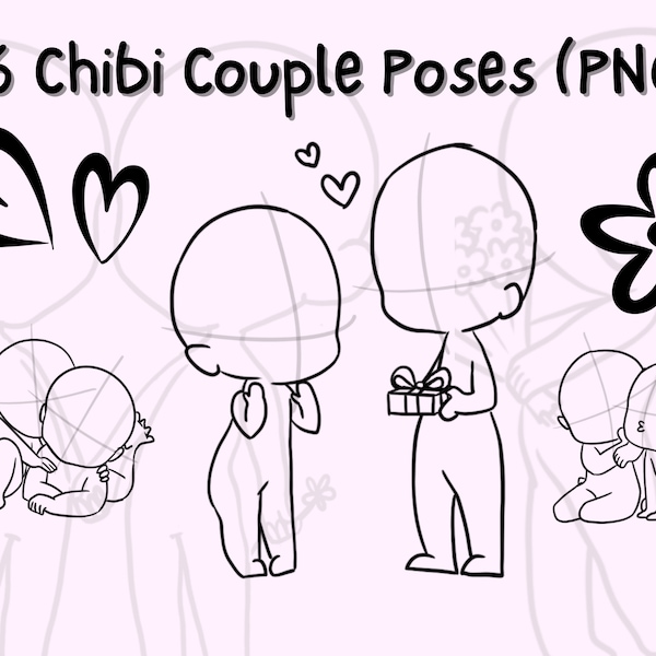 Chibi Body Stamps, Chibi Couple, Chibi Base, Chibi Anime Figure, Chibi Valentine Printable, Chibi Dolls Clipart, Chibi Template, Chibi PNG