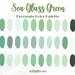 Procreate palette groen | Sea Glass Green Kleurenpalet | Digitale downloads | Kleur stalen |  Kleur | voortplanten Swatches procreaten