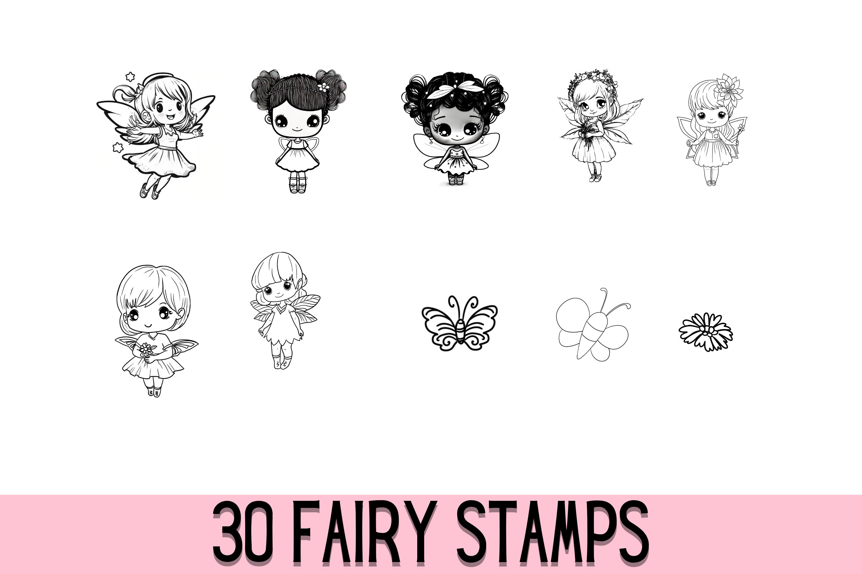 30 Fairy Stamps for Procreate, Procreate Brushes Fairies, Procreate ...