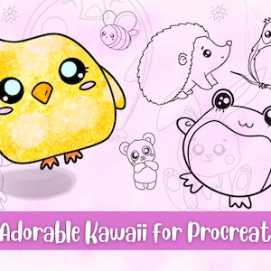 Kawaii Procreate, Procreate Kawaii, Chibi Tiere, Procreate Chibi, Procreate Cute Stamps, Procreate Brushes, Procreate Stempel, Kawaii Anim
