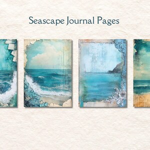Vintage Seascapes Junk Journal Pages, Ocean Junk Journal, Deeep Blue Sea, Ocean Journal, Scrapbook Supplies, Card Making, Journal Ephemera image 2