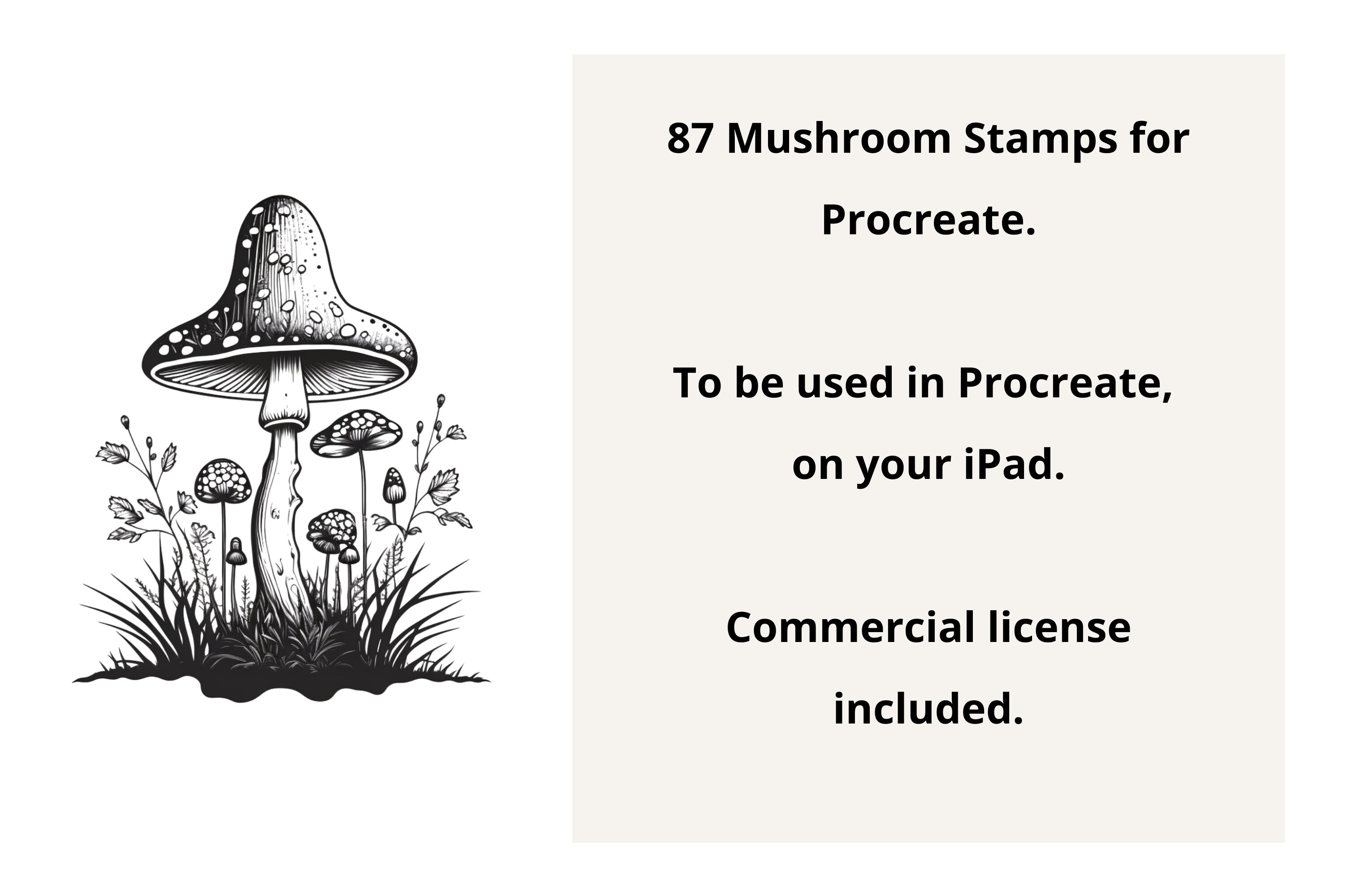 87 Mushroom Stamps for Procreate, Mushroom Stamp, Procreate Tattoo