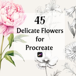 45 flores delicadas sellos procreados, flores procreadas, pegatina de flores delicadas, imágenes prediseñadas de flores delicadas, flores de tatuaje procreadas