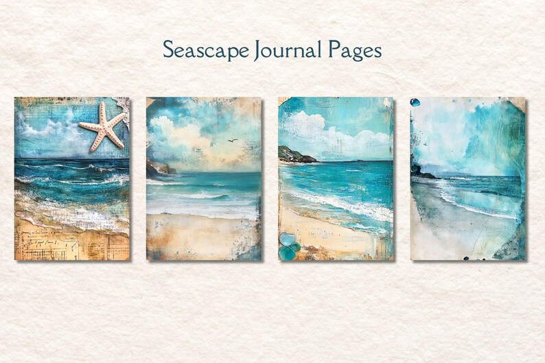 Vintage Seascapes Junk Journal Pages, Ocean Junk Journal, Deeep Blue Sea, Ocean Journal, Scrapbook Supplies, Card Making, Journal Ephemera image 3