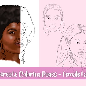 Women Procreate Coloring Pages, Procreate Coloring Page, Procreate Coloring, Digital coloring pages, Printable coloring, procreate portrait