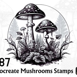 87 Mushroom Stamps for Procreate, Mushroom Stamp, Procreate Tattoo ...