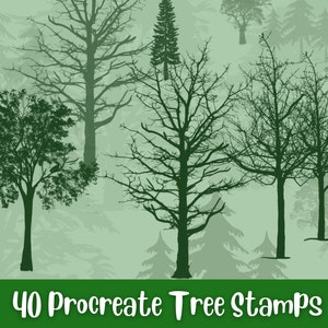 Baum Stempel Procreate, Procreate Nature Stempel, Procreate Landschaft, Procreate Bäume, Botanische Bürsten, Procreate Stempel, Grußkarten