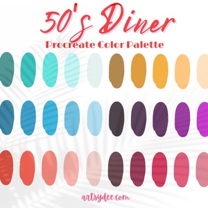 Procreate Retro Color Palette, Procreate Palette, Procreate Swatches, Digital Downloads, Color Swatches, Procreate Color, 50s Color Palette