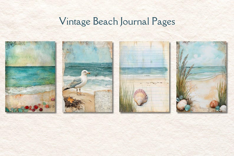 Vintage Seascapes Junk Journal Pages, Ocean Junk Journal, Deeep Blue Sea, Ocean Journal, Scrapbook Supplies, Card Making, Journal Ephemera image 4