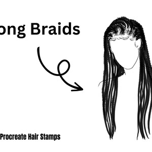 32 Procreate Hair Stamps, Procreate Hair Brushes, Procreate Wavy Hair, Procreate short hair styles & Long Hairstyles, Procreate Brushes Hair image 5