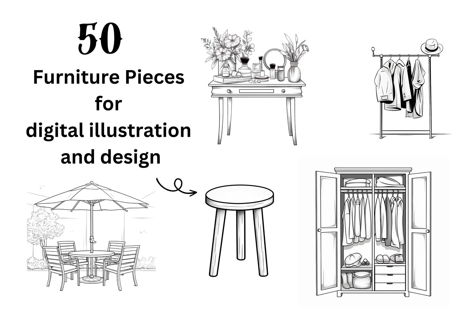 50 Procreate Furniture Stamps, Procreate Stamps, Procreate Brushes ...