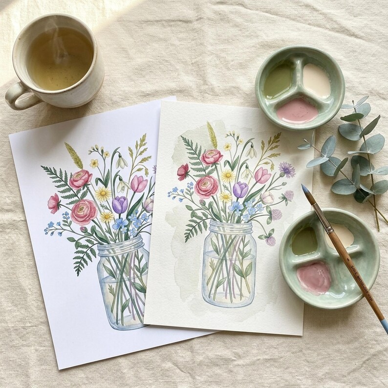 How to Paint Cottage Garden Flowers | 20 Printable Watercolour Templates + Video Lesson | Beginner Painting Outlines image 6
