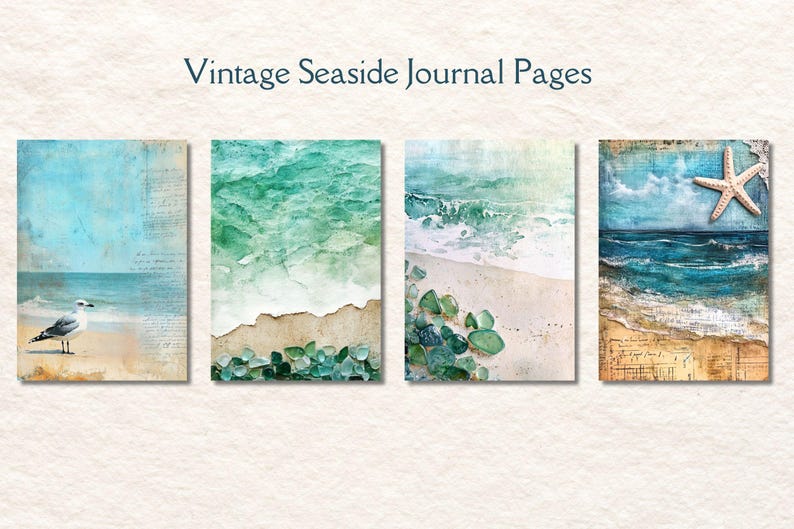 Vintage Seascapes Junk Journal Pages, Ocean Junk Journal, Deeep Blue Sea, Ocean Journal, Scrapbook Supplies, Card Making, Journal Ephemera image 6