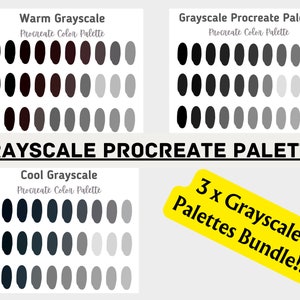 Grayscale Procreate Palette, Color Palette, Procreate Colors, Procreate Color Palette, Grayscale, Shades of Grey, Black and White, Procreate