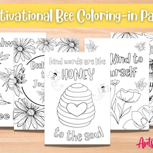 Motivational Bee Coloring in Pages, Procreate Coloring in Pages, Coloring Pages, Digital coloring book, Printable Coloring, Instant Download
