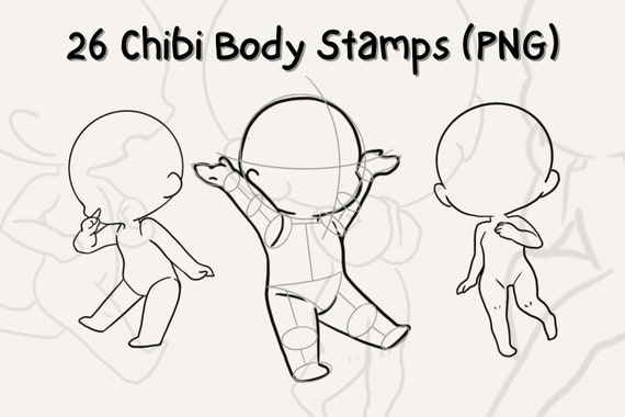 Chibi Body Stamp Wonderland: 26 Unique Chibi Base Poses, Chibi Procreate,  Chibi Maker, Chibi Template, Chibi Stamps, Chibi PNG, Chibi Base 