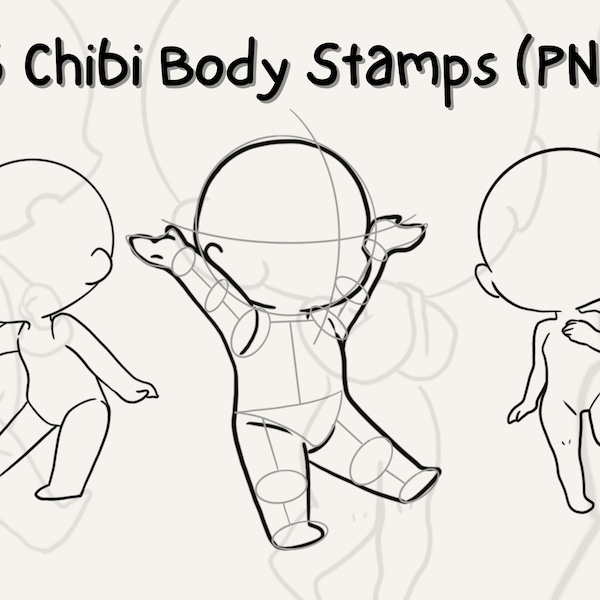 Chibi Body Stamp Wonderland: 26 Unique Chibi Base Poses, Chibi Procreate, Chibi Maker, Chibi Template, Chibi Stamps, Chibi PNG, Chibi Base