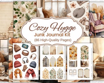 Kit de diario de recortes Cozy Hygge, Diario Hygge, Papel para álbumes de recortes Hygge, Materiales para diario Cozy, Diario de recortes Cozy, Creación de tarjetas, Álbum de recortes, Hygge